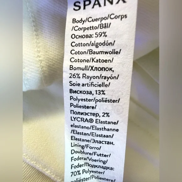 SPANX Cream Wide Leg Crop Jeans - Picture 3 of 3